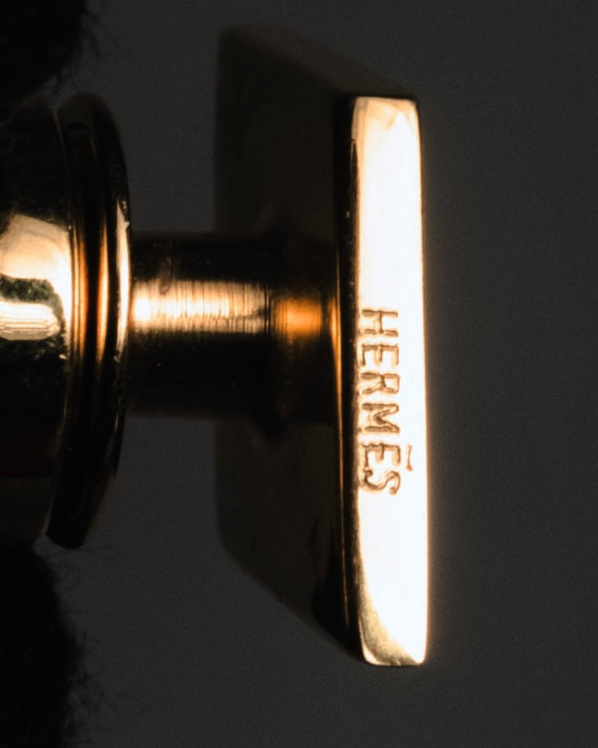 "HERMES" 90’s-00’s diamond inlay lizard cufflinks