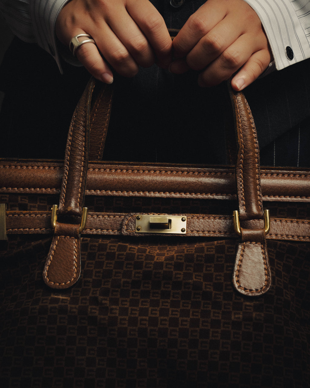 -SPECIAL- "GUCCI" 70's Micro GG suede turn-lock handbag