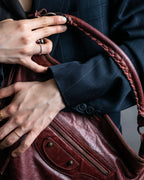 “BALENCIAGA” The Day leather one shoulder bag (burgundy)