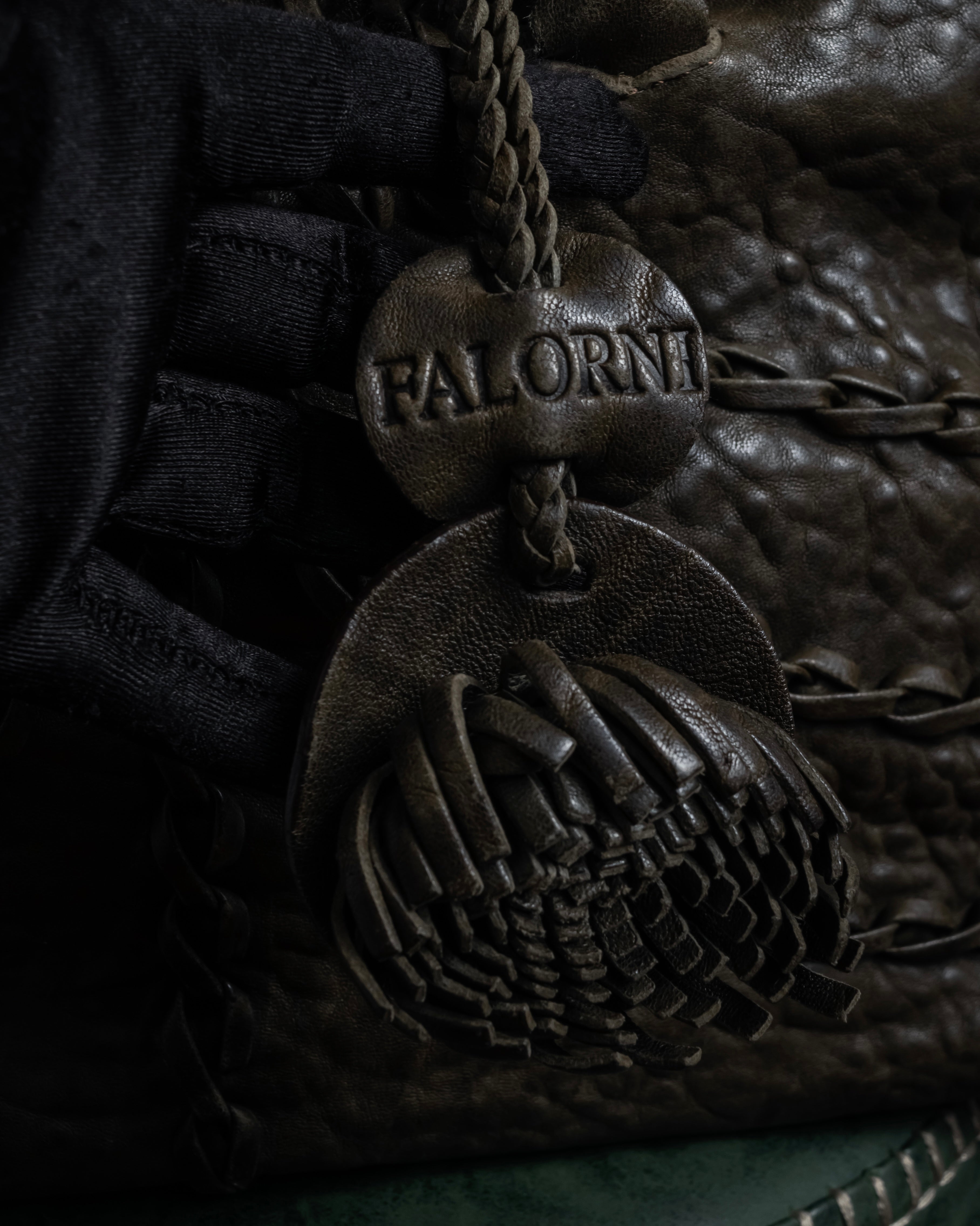 "FALORNI" Braided leather dome boston bag