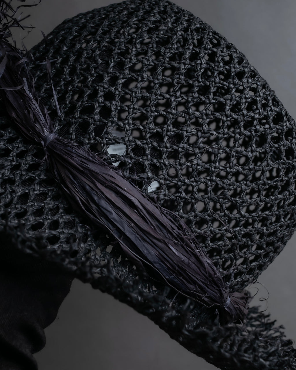 "Christian Dior" Raffia ribbon design paper fiber hat