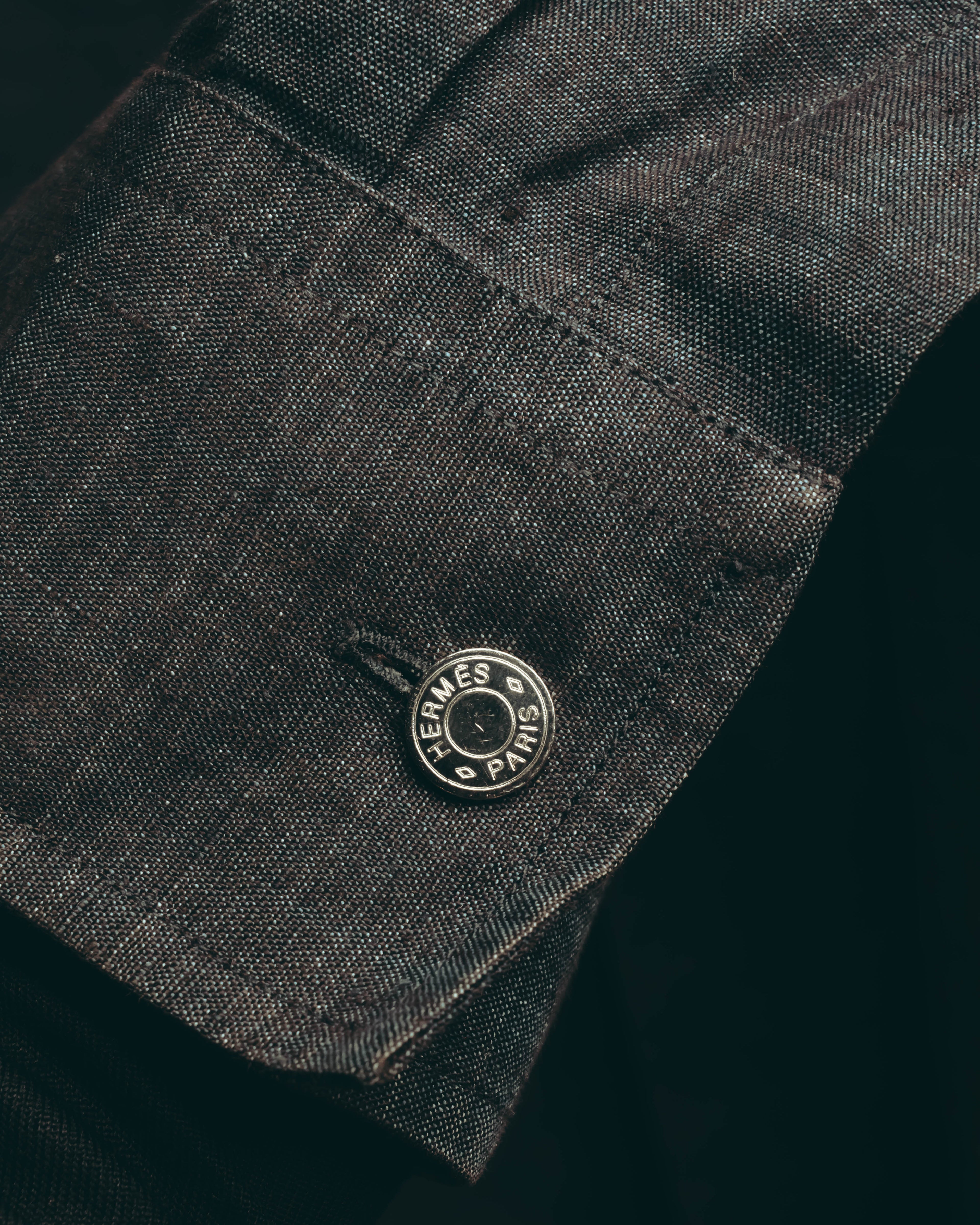-SPECIAL- “HERMES” 90’s-00’s wide-collar linen shirt