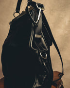 -SPECIAL- "Yves Saint Laurent" 00's Rive gauche black leather frame handbag