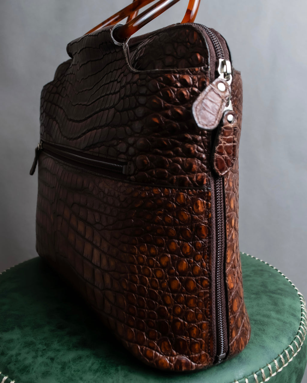 "Furdi" Crocodile embossed leather handbag