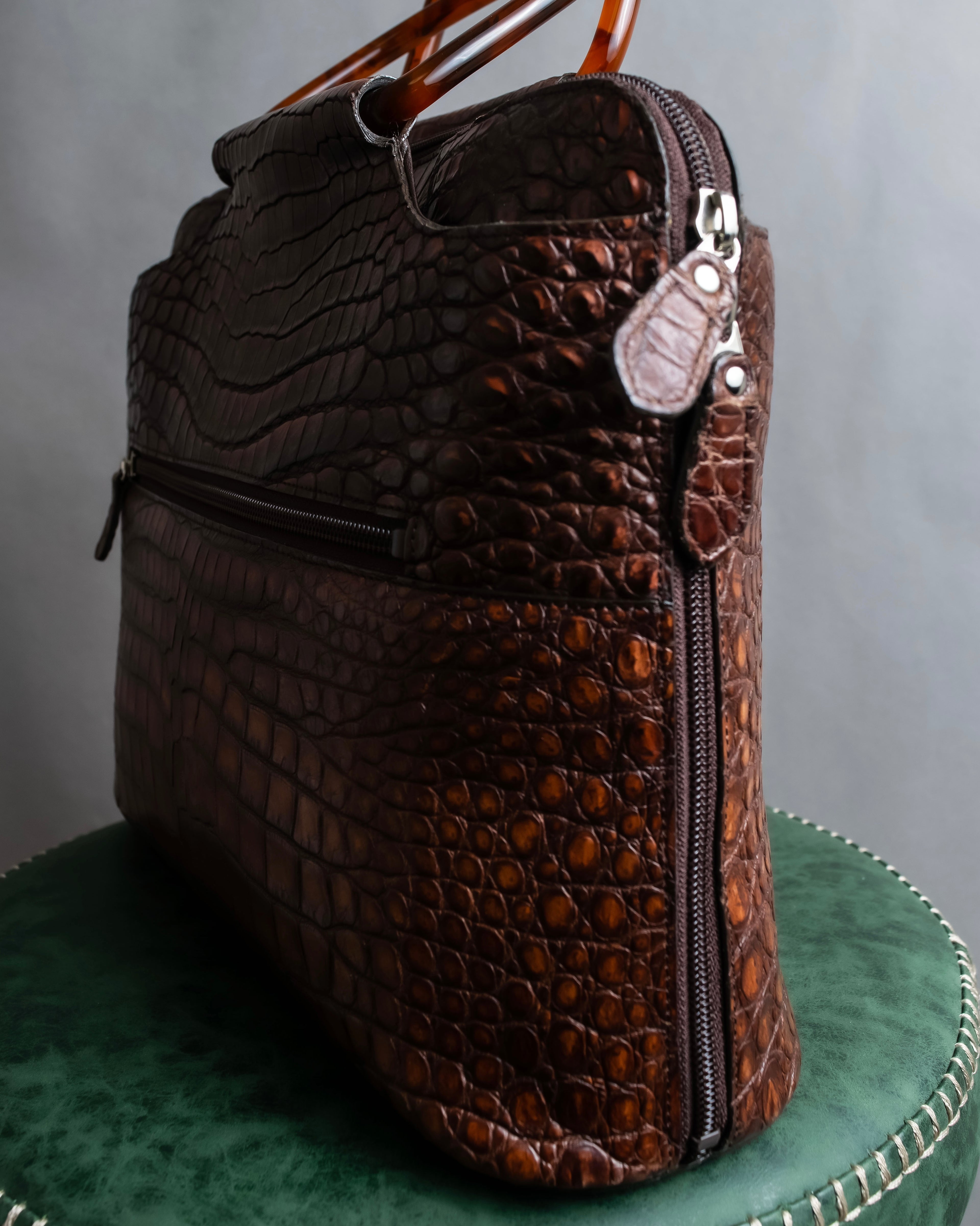 "Furdi" Crocodile embossed leather handbag
