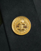 -SPECIAL- “CHANEL” Late 80’s-90’s gold button satin neck tie