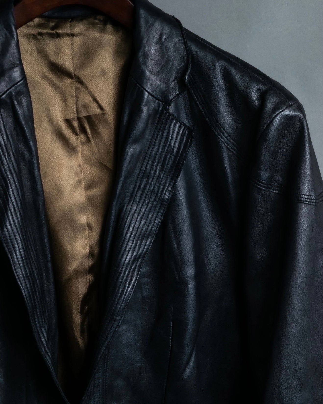Leather Diagonal Single Jacket