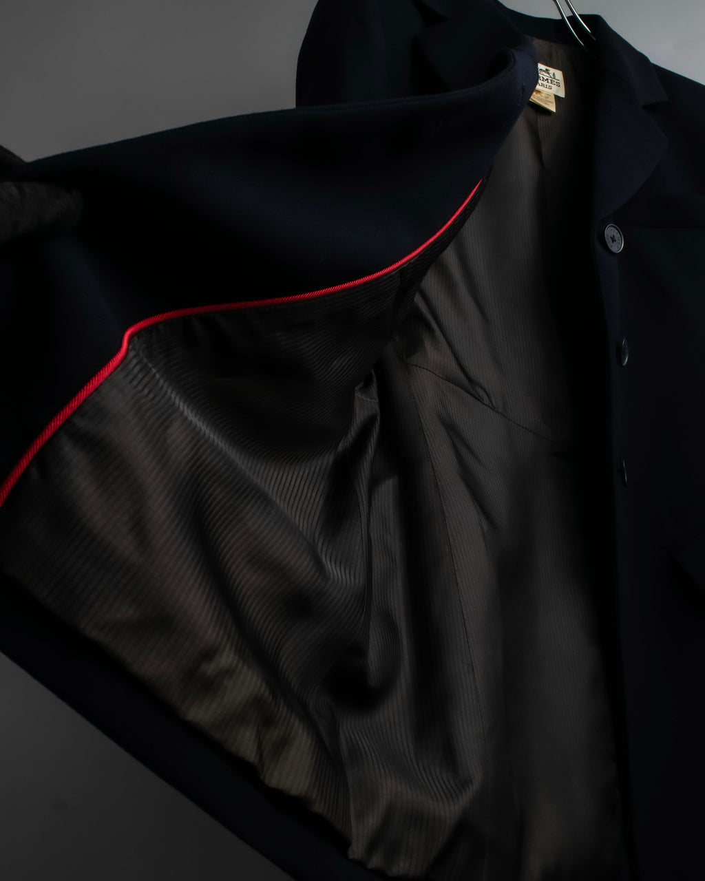 "HERMES" 90's classic detail dark blue tailored jacket