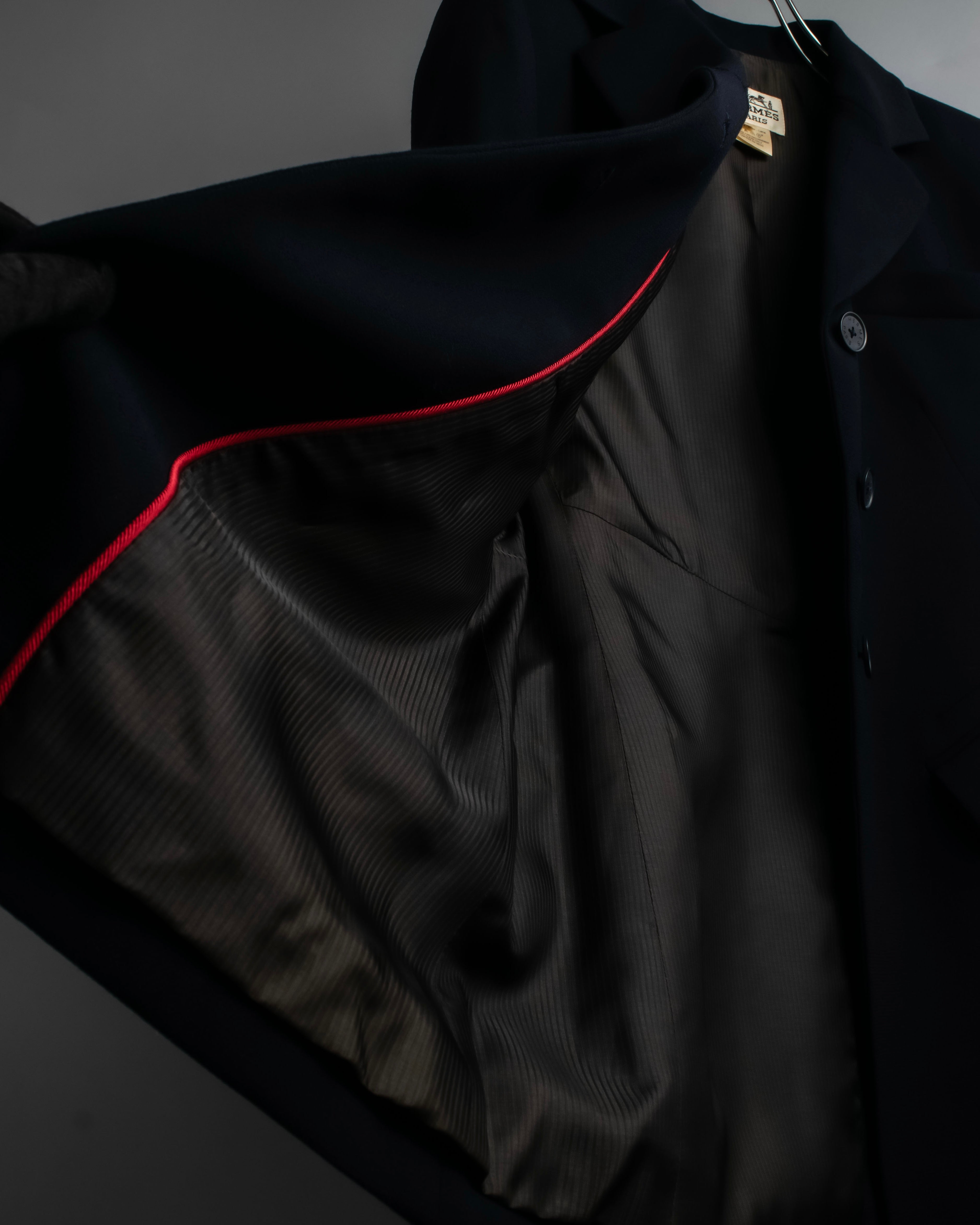 "HERMES" 90's classic detail dark blue tailored jacket