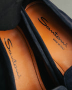 "Santoni" 2010's-2020's Elegant navy suede tassel loafers