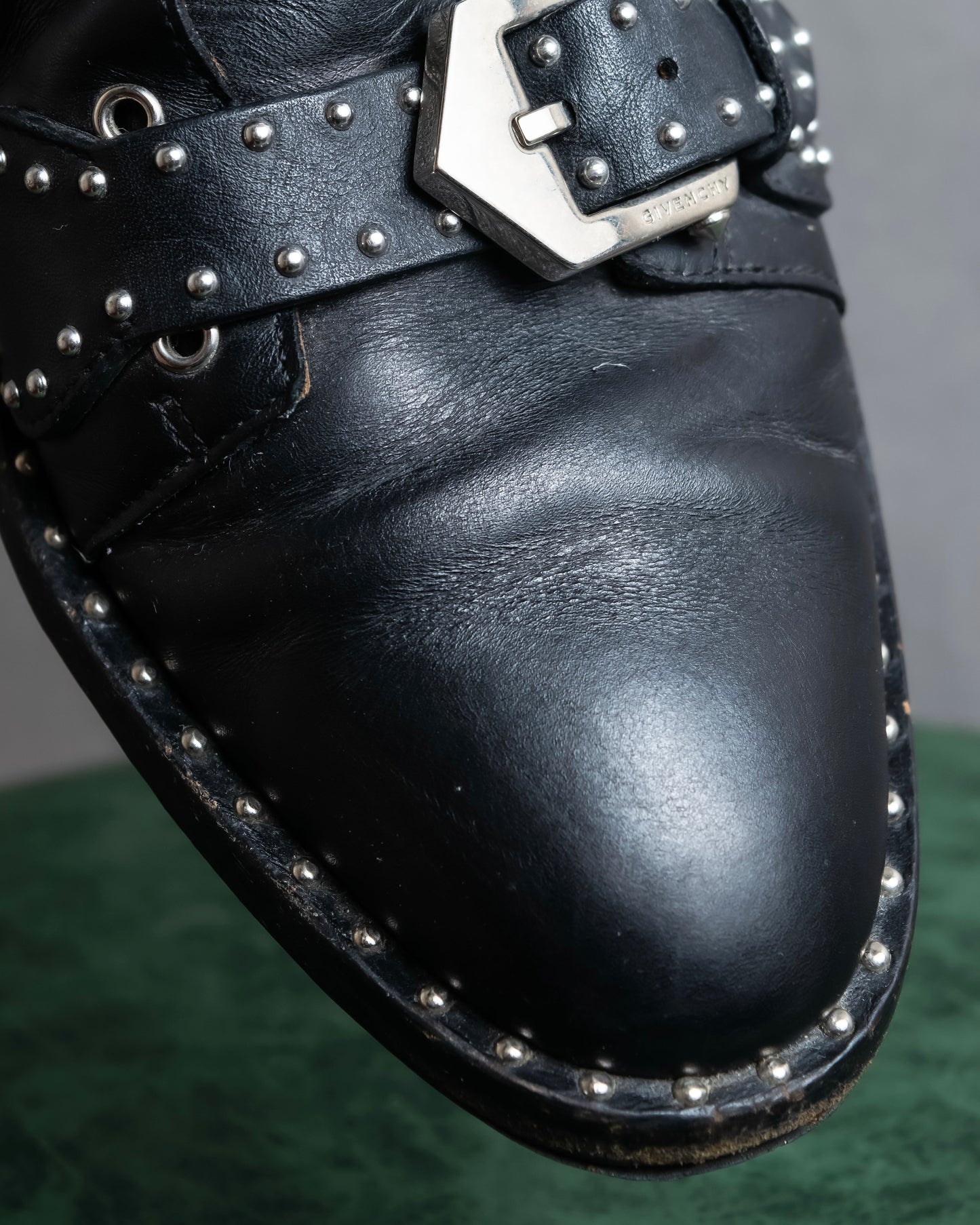 "GIVENCHY" Belt and stud design leather boots