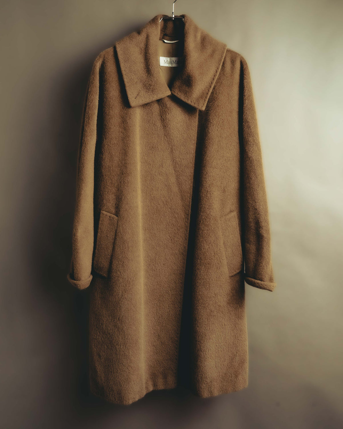-SPECIAL- “Max Mara” 90’s-00’s Angora blend belted wrap coat