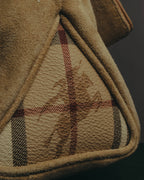 “Burberry” 00’s Braided leather handle suede shoulder bag