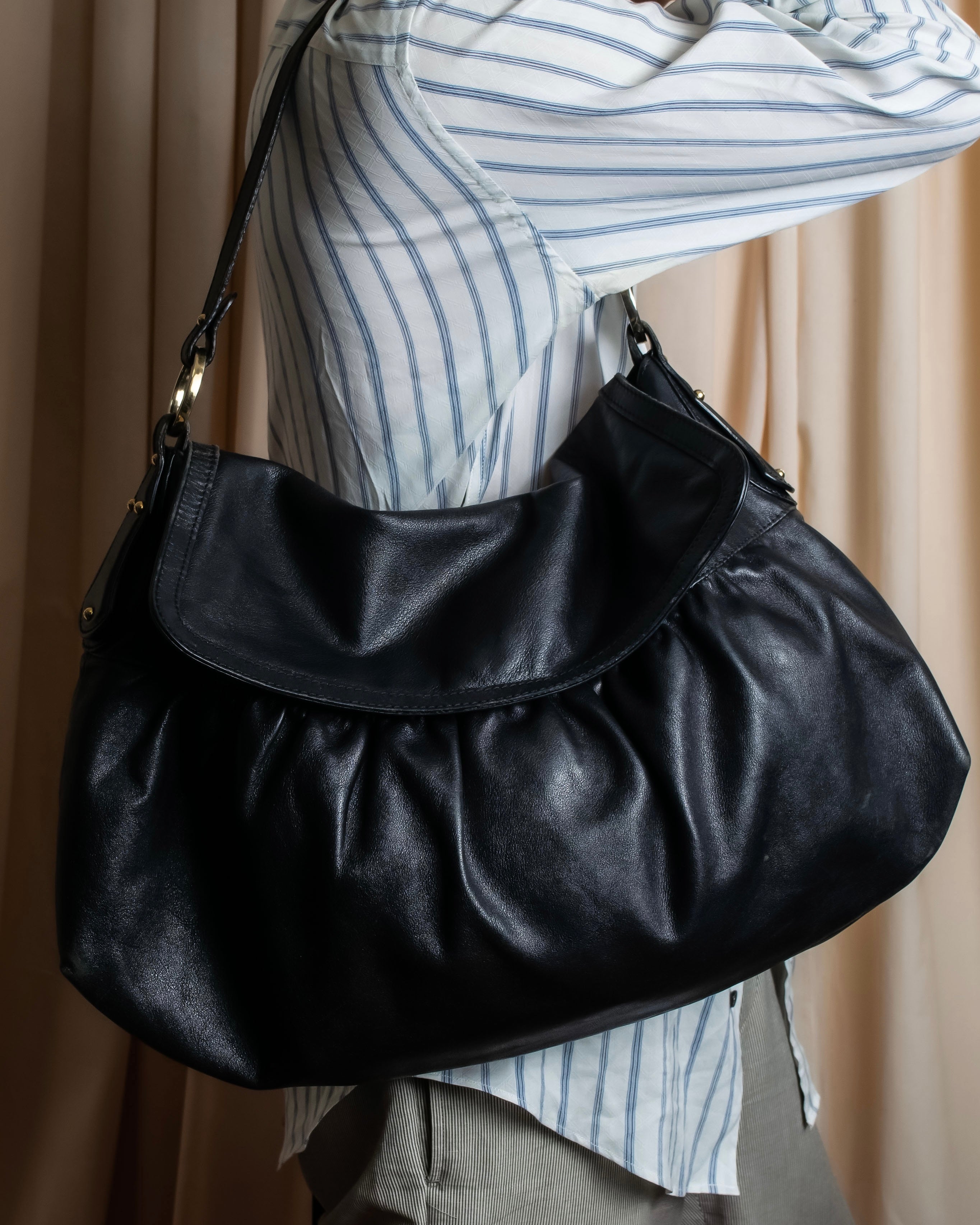 "FENDI" Gathered design leather one-shoulder bag