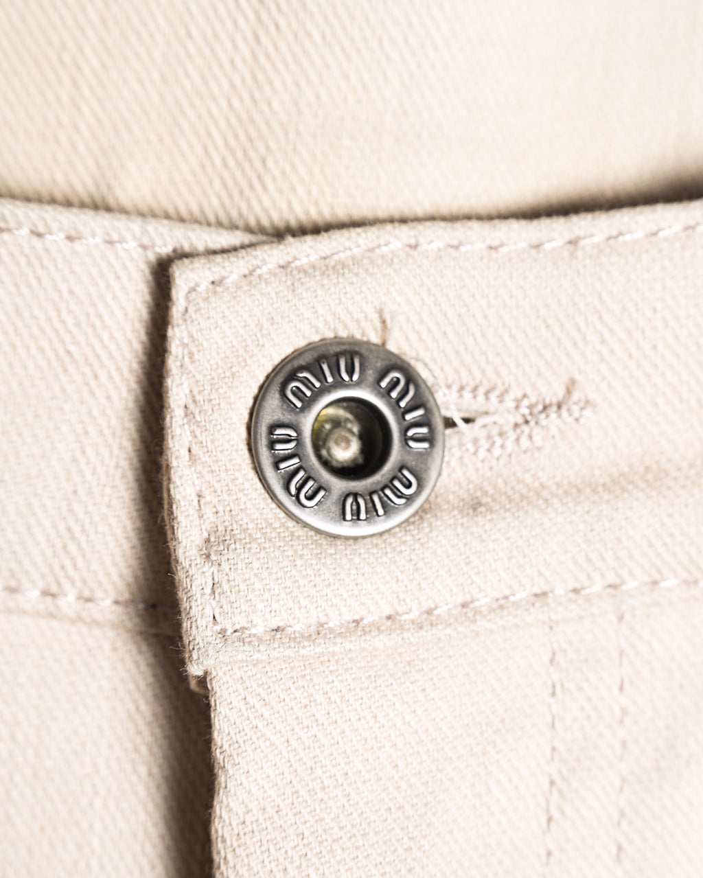 MIU MIU/ Back Metal Logo Designed Riding Pants Beige