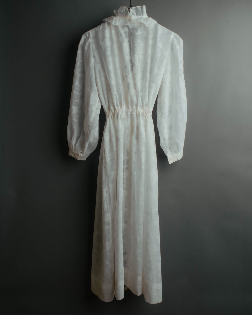 “Yves Saint Laurent” 80’s-90’s Sheer floral ruffle lingerie robe