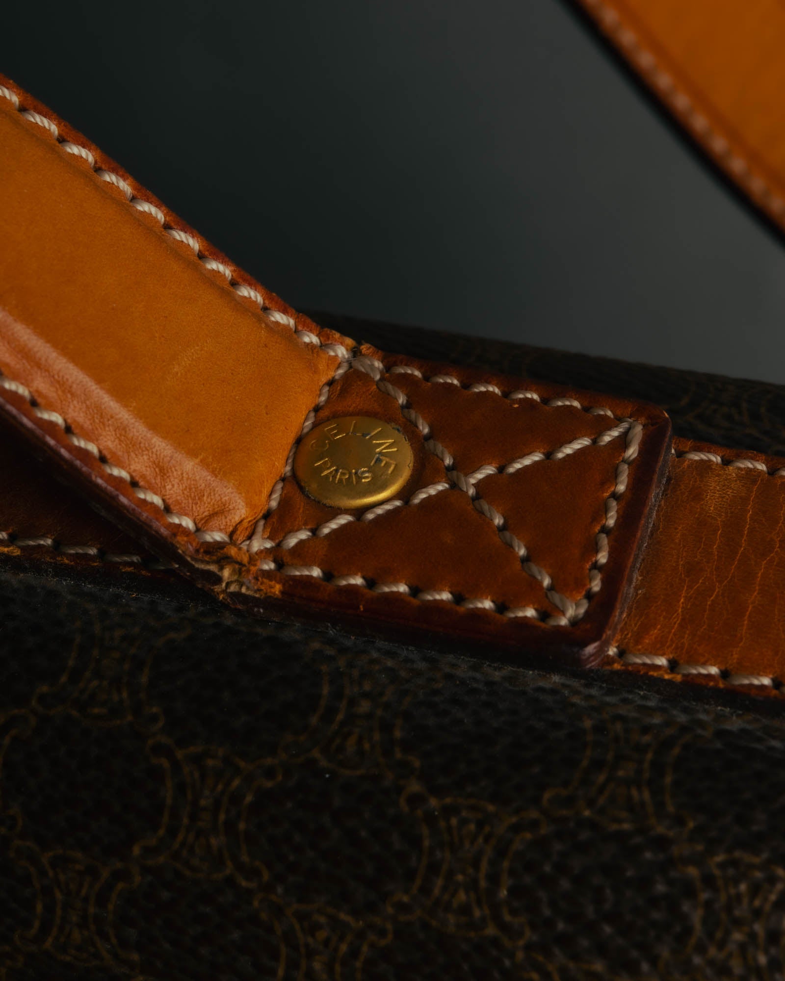 "CELINE" 80's-90's Macadam monogram pvc leather shoulder briefcase