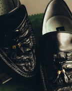 "BALENCIAGA" 80's-90's Textured leather tassel loafers