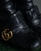 "GUCCI" Leather gg fringe heeled ankle boots