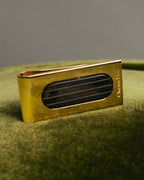 "Christian Dior" 70's-90's Gold tone striped inlay money clip