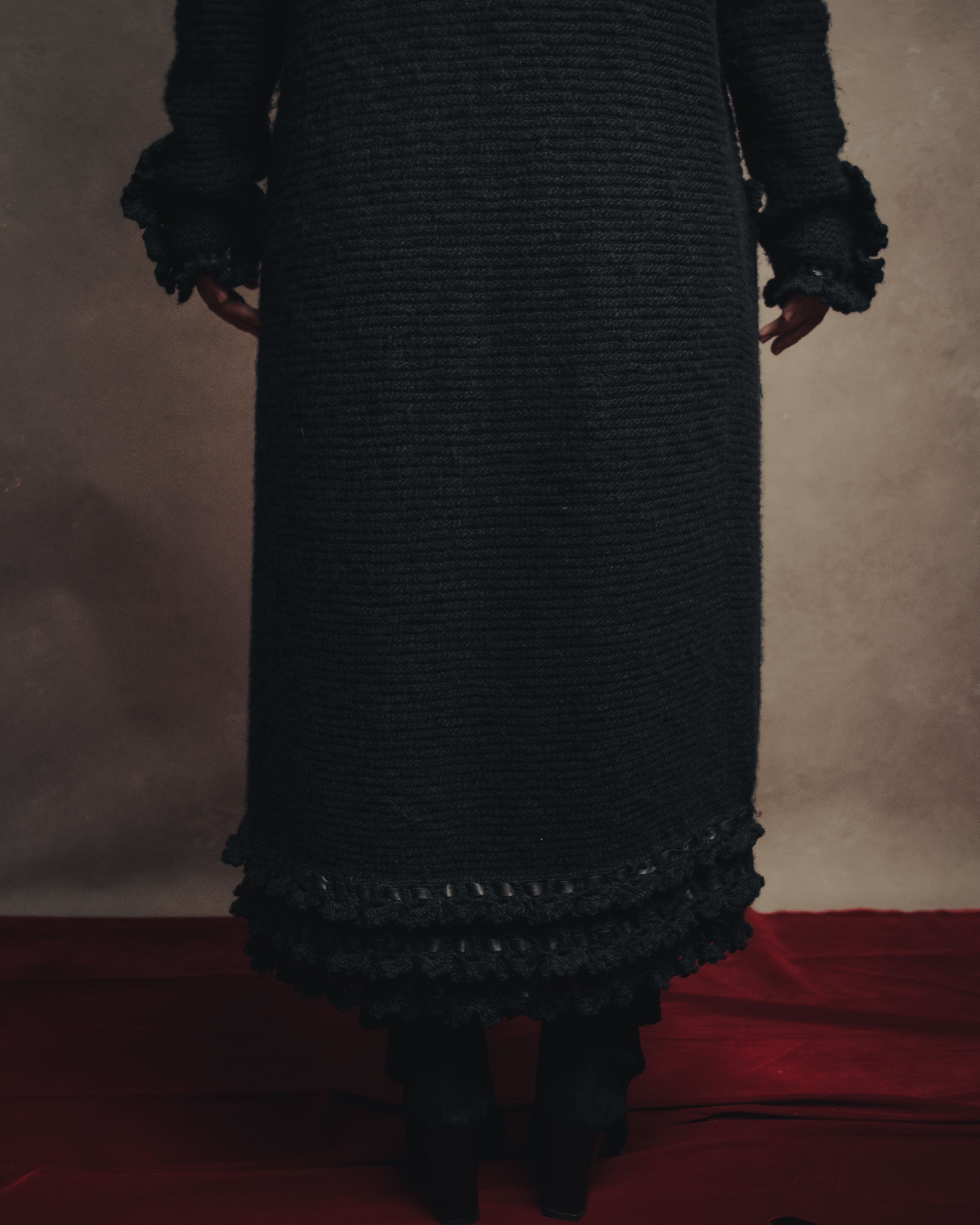 SPECIAL- “CHANEL“ 2004 Leather interlaced long knit coat – MOOD