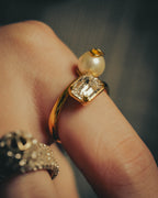 -SPECIAL- “Dior” 2024-2025 Petit CD asymmetrical crystal and faux pearl ring