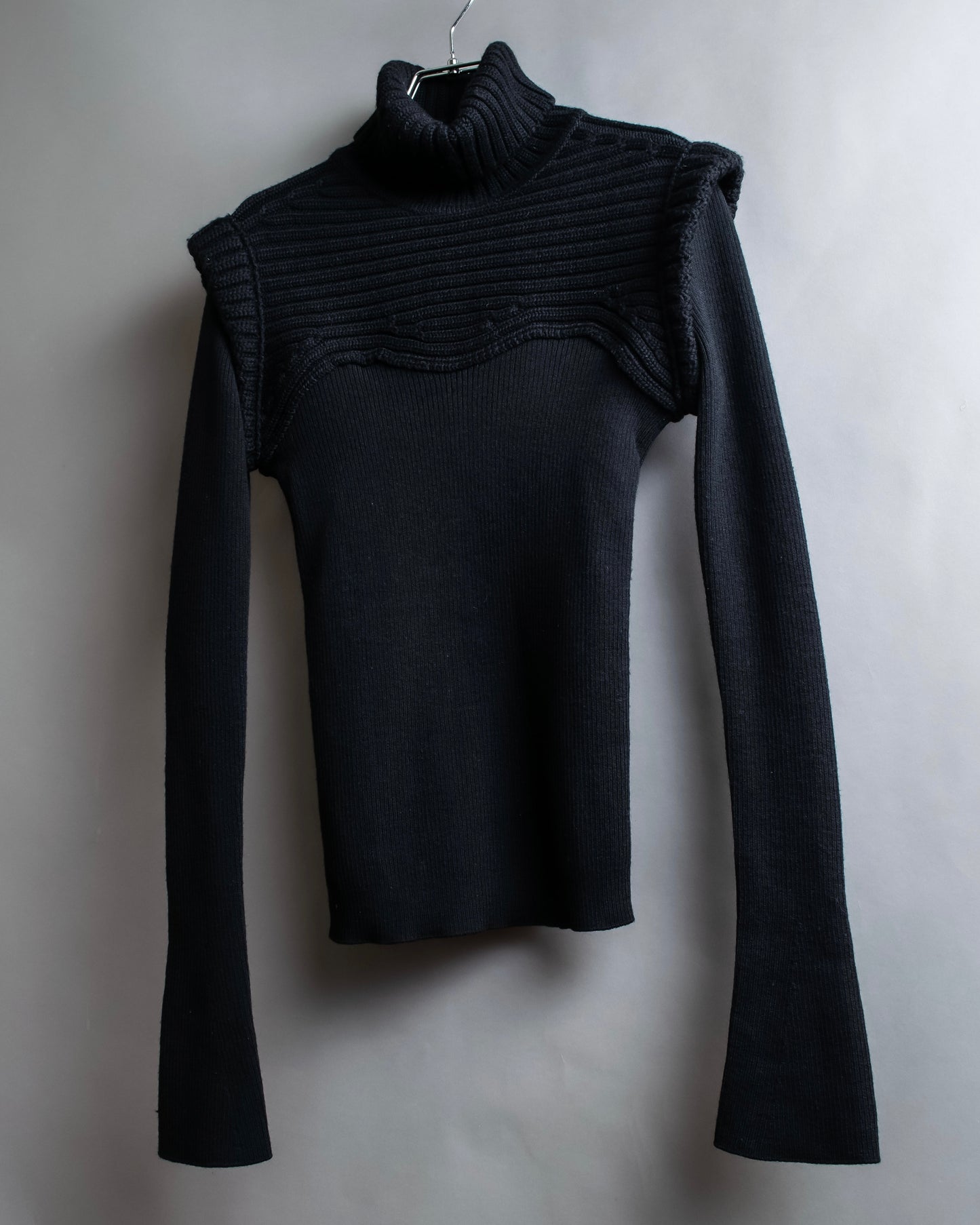 "FENDI" Bustier docking shape ribbed turtleneck knit