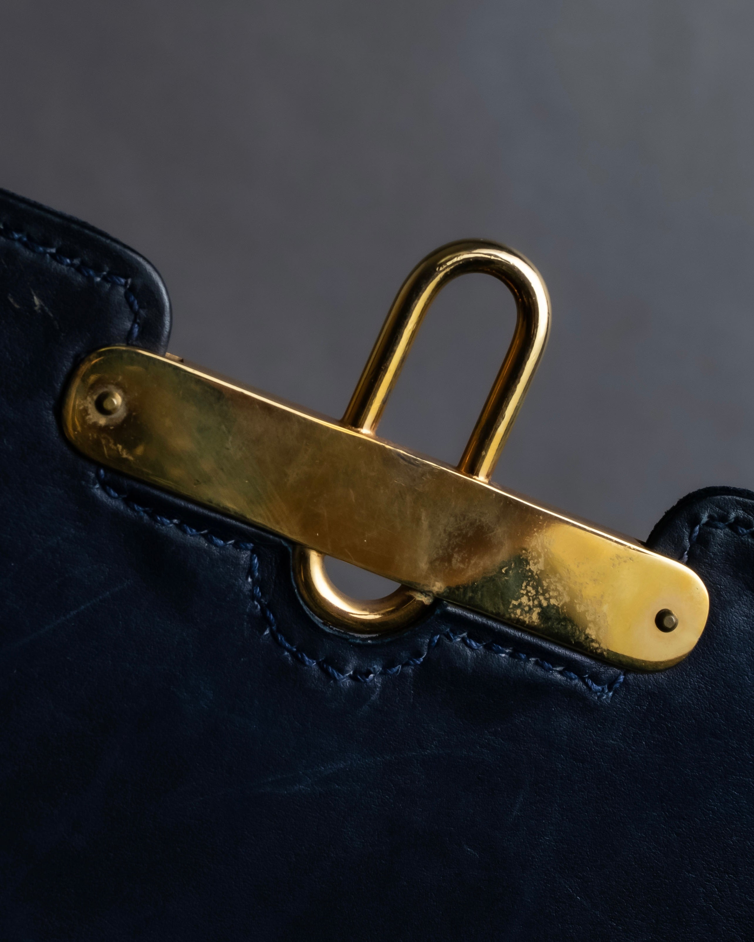 "GUCCI" Dark navy suede leather shoulder bag