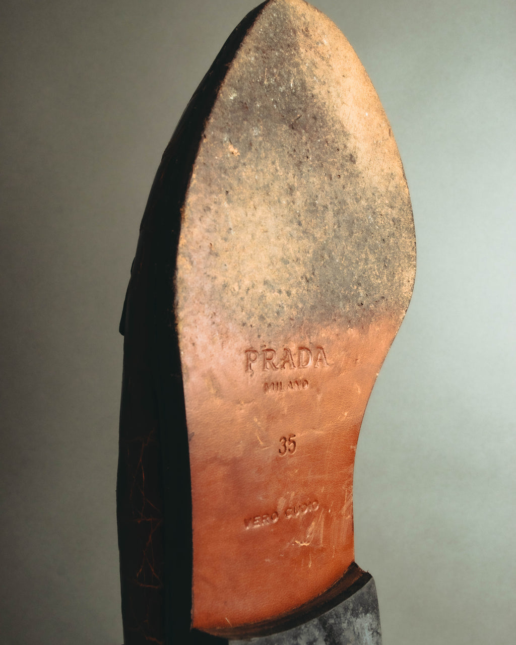 "PRADA" 90's-00's Croc embossed leather penny loafers
