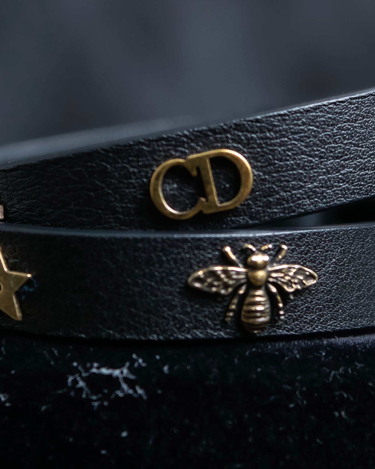 "Christian Dior" Mystical motif leather bracelet