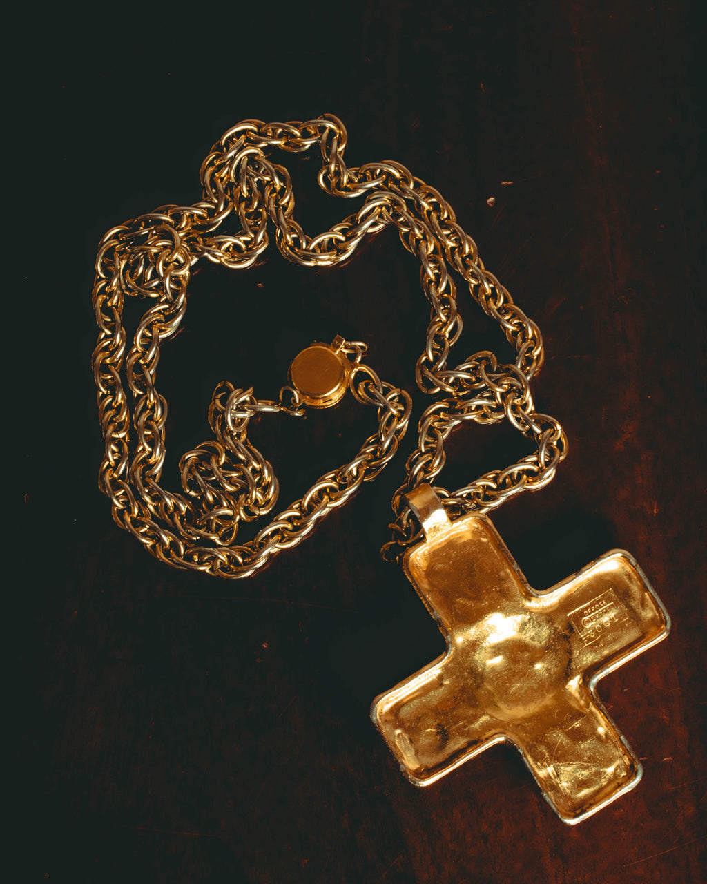 –SPECIAL– "CHANEL" 80's Gripoix Byzantine cross pendant necklace