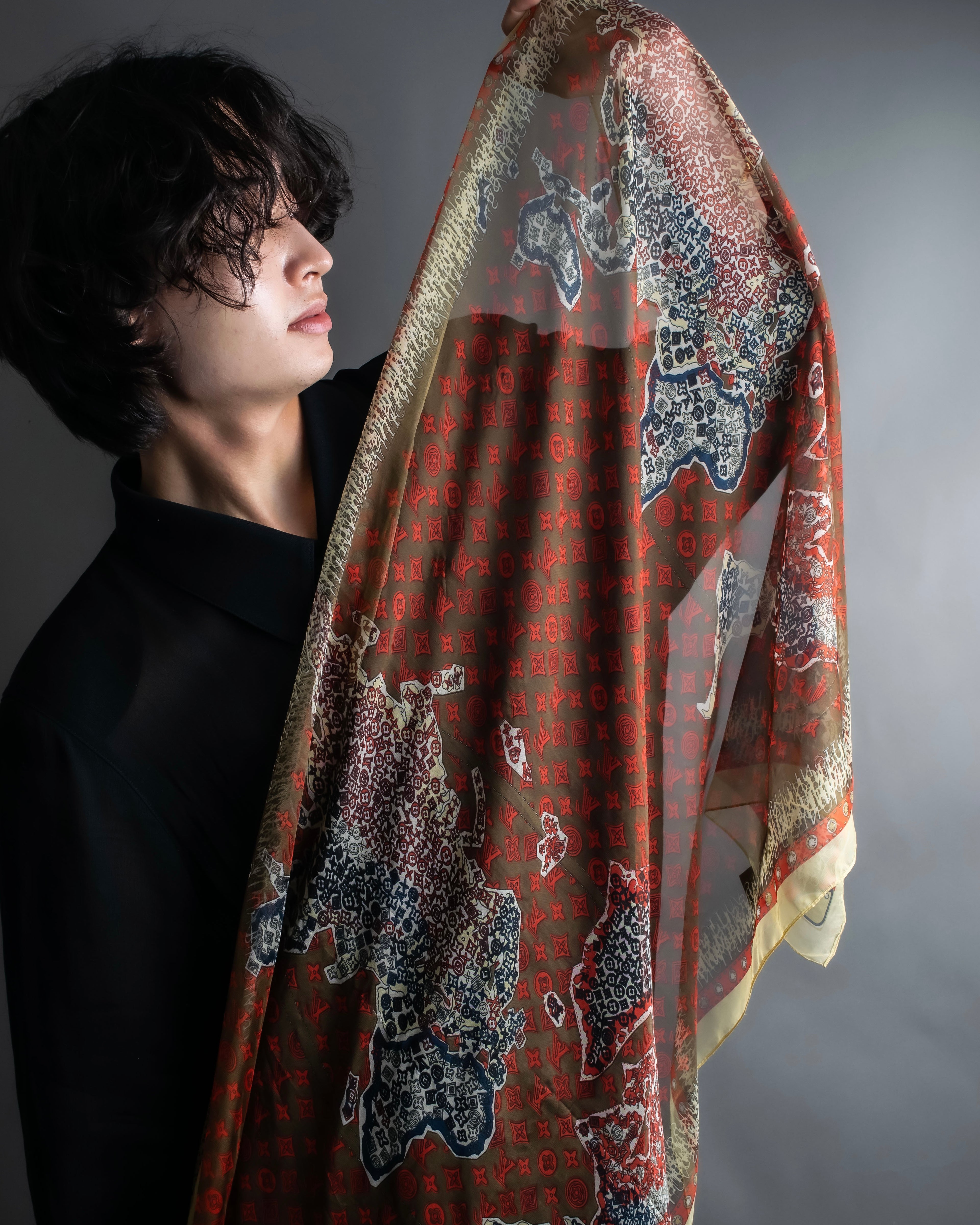 “Louis Vuitton” Monogram world map silk scarf