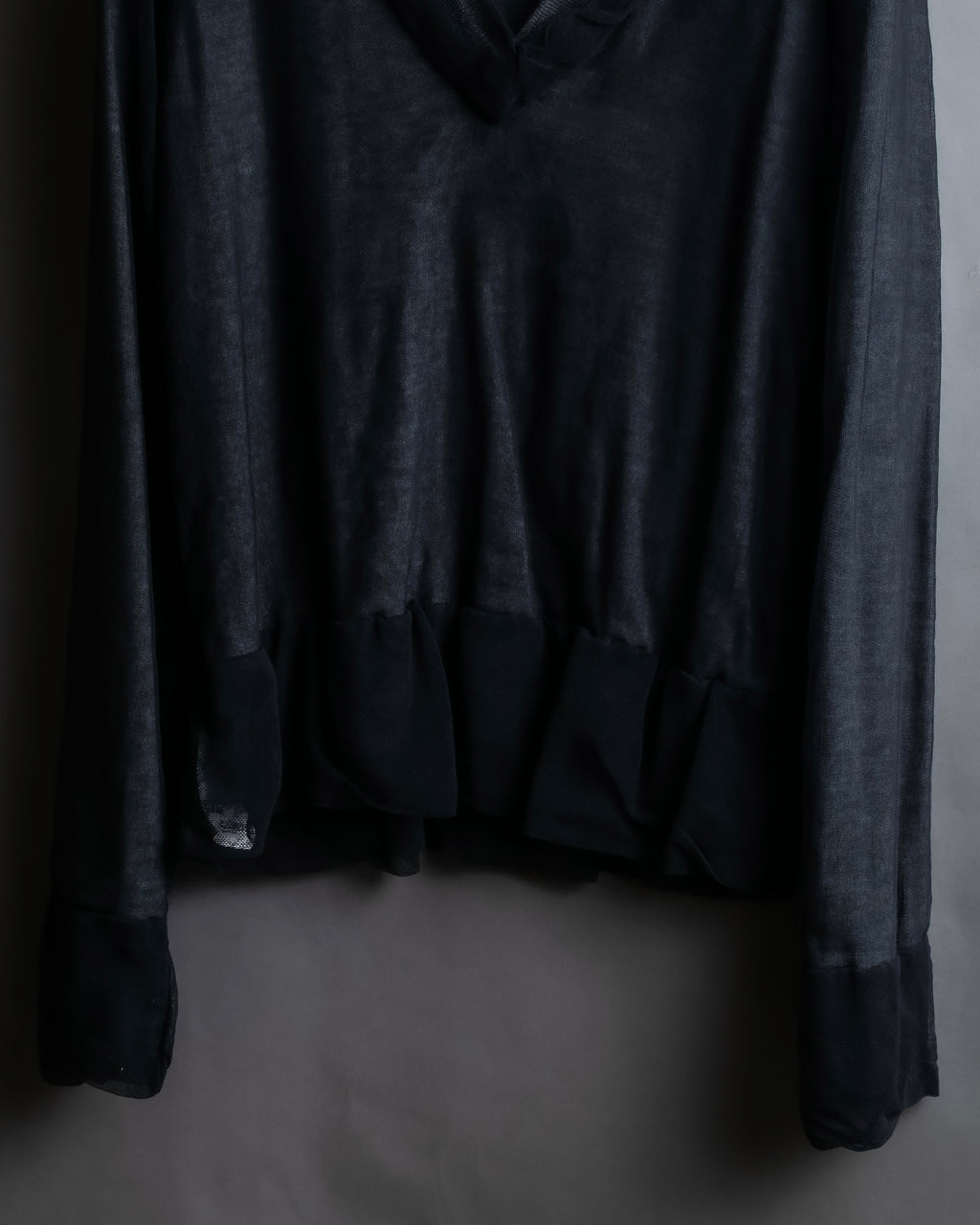 "DOLCE & GABBANA" Sheer layered V-neck grey knit