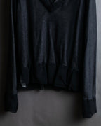 "DOLCE & GABBANA" Sheer layered V-neck grey knit