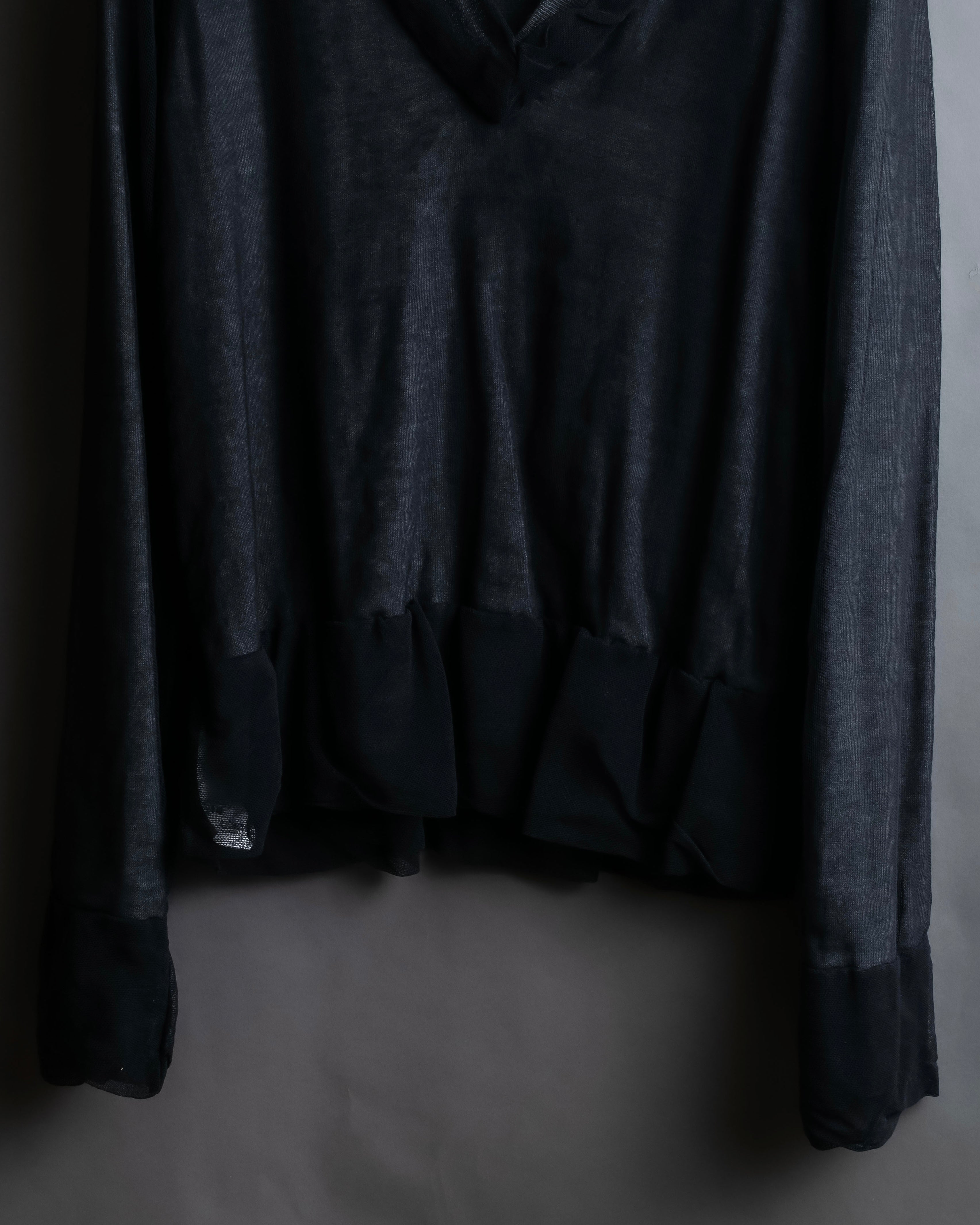 "DOLCE & GABBANA" Sheer layered V-neck grey knit