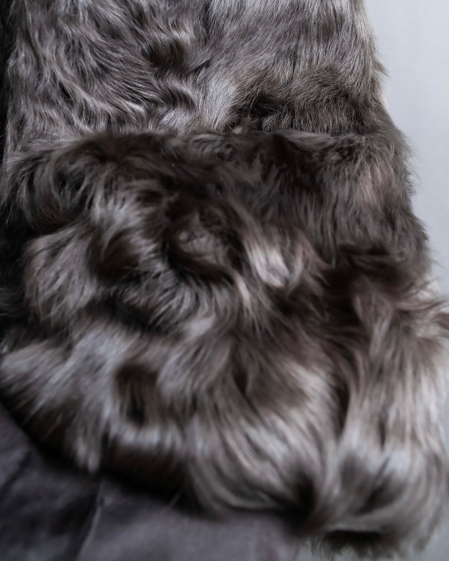 "EMBA" Large collar mid length fur coat