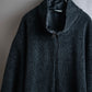 "Vintage fine ribbed knit stand-up collar jacket"