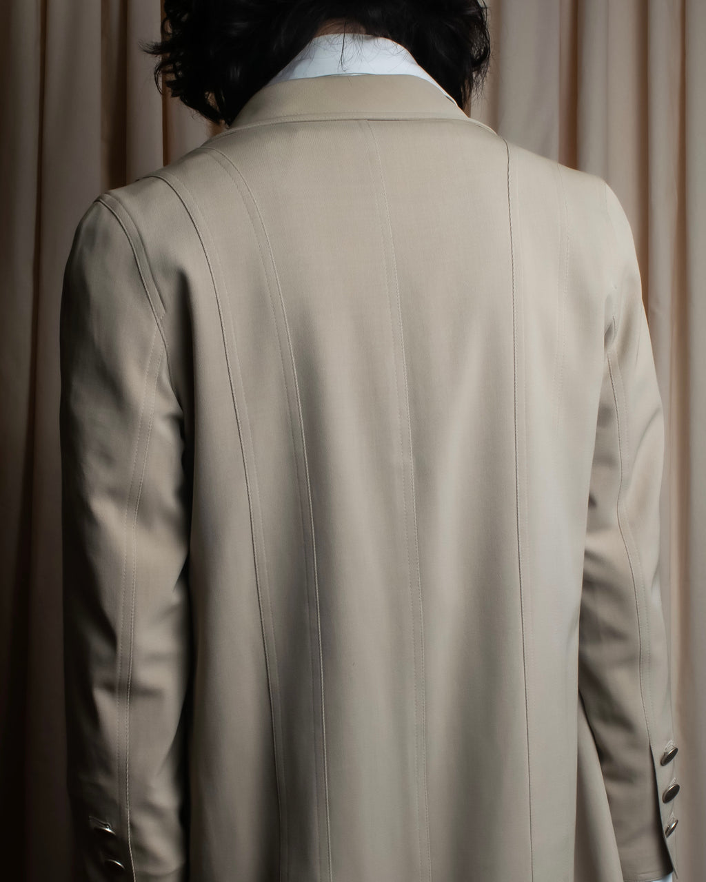 "CHANEL" Large lapel double breasted straight line coat