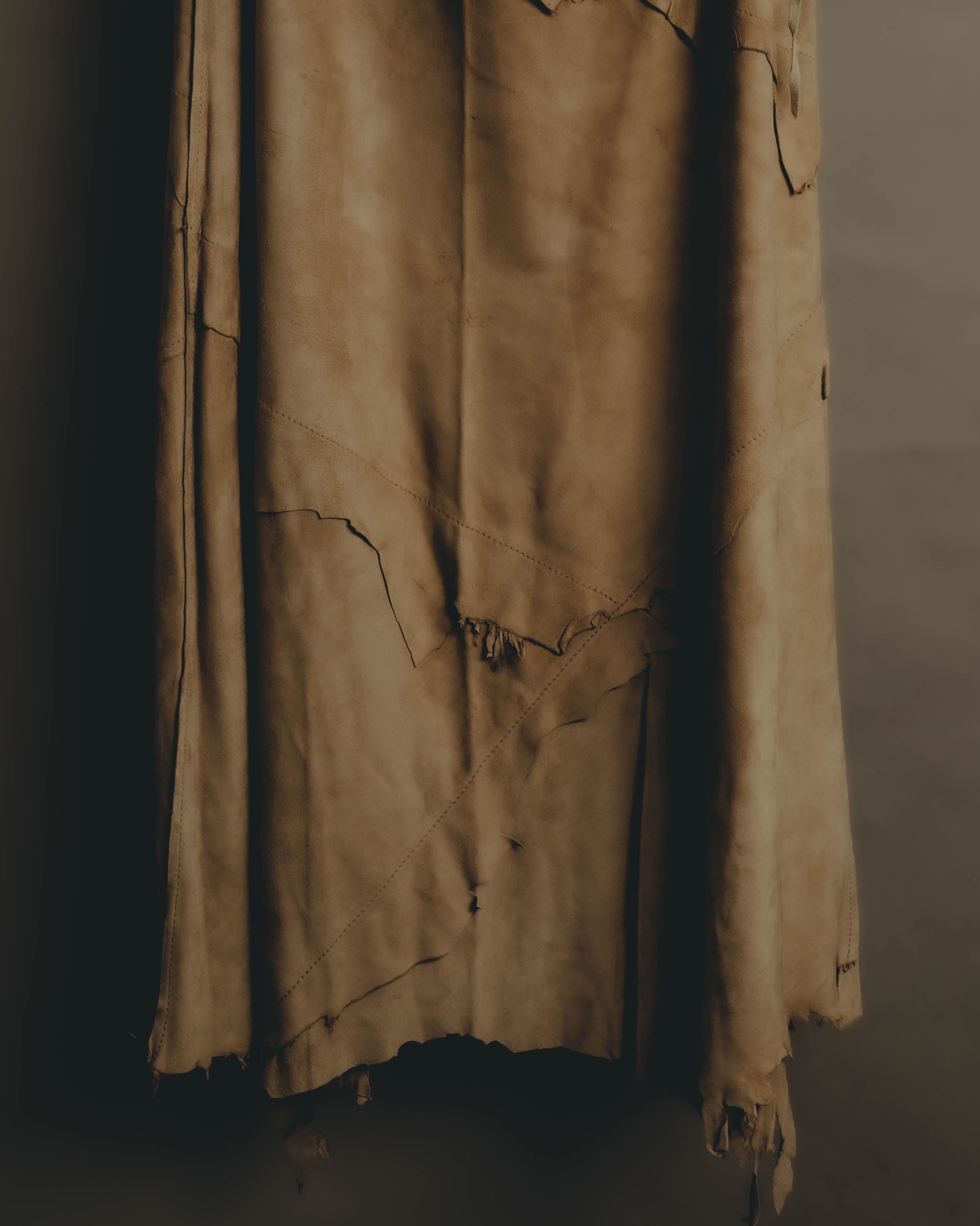 “DOLCE&GABBANA” 1999-2003 Distressed suede patchwork maxi skirt
