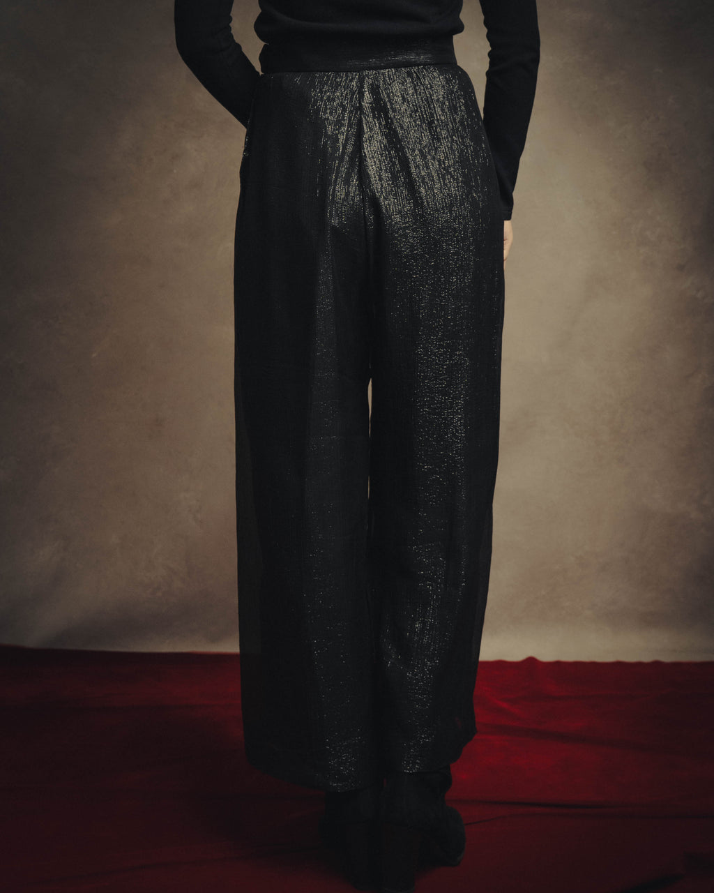 -SPECIAL- "Christian Dior" 00's Metallic silk blend fluid wide-leg trousers