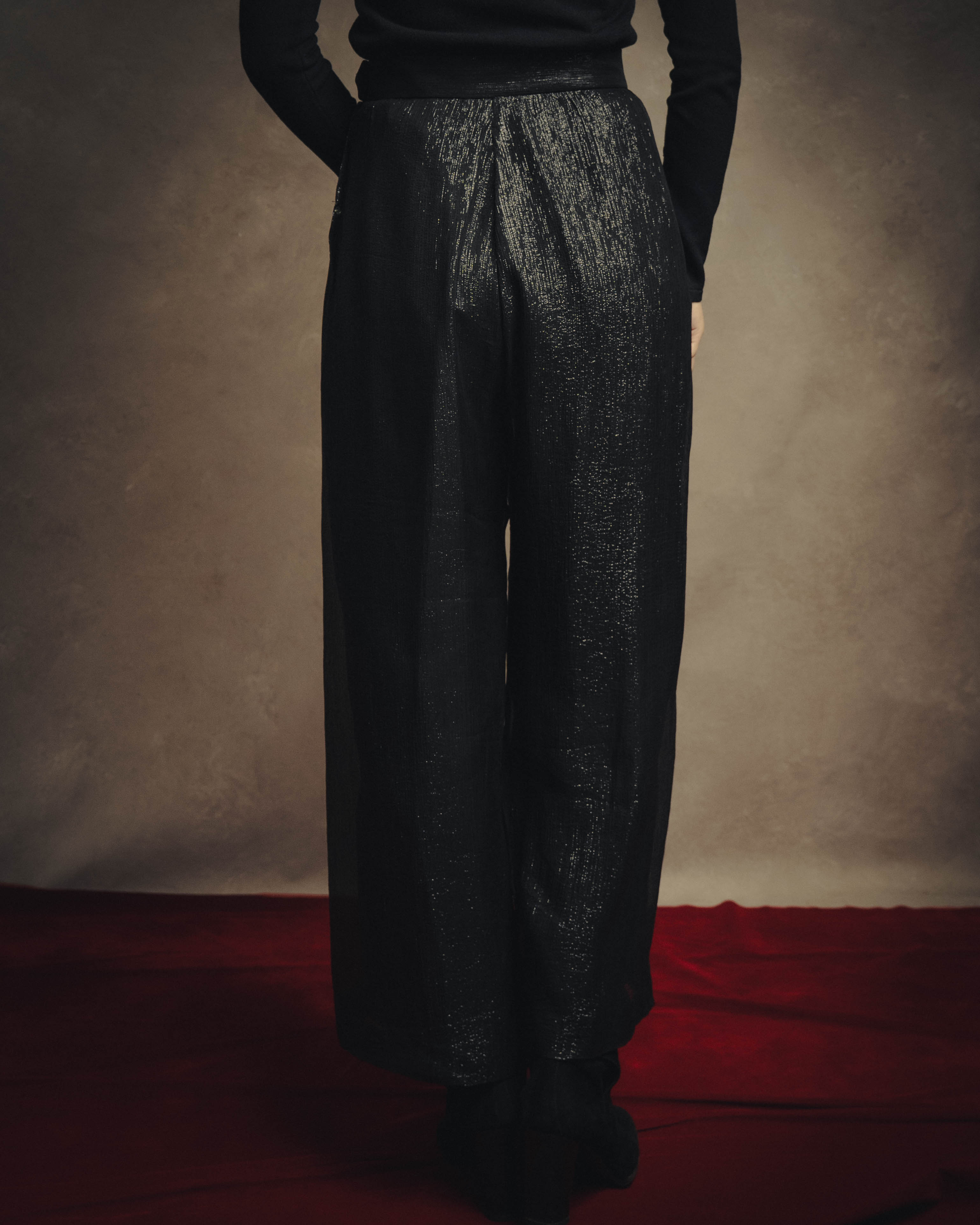 -SPECIAL- "Christian Dior" 00's Metallic silk blend fluid wide-leg trousers
