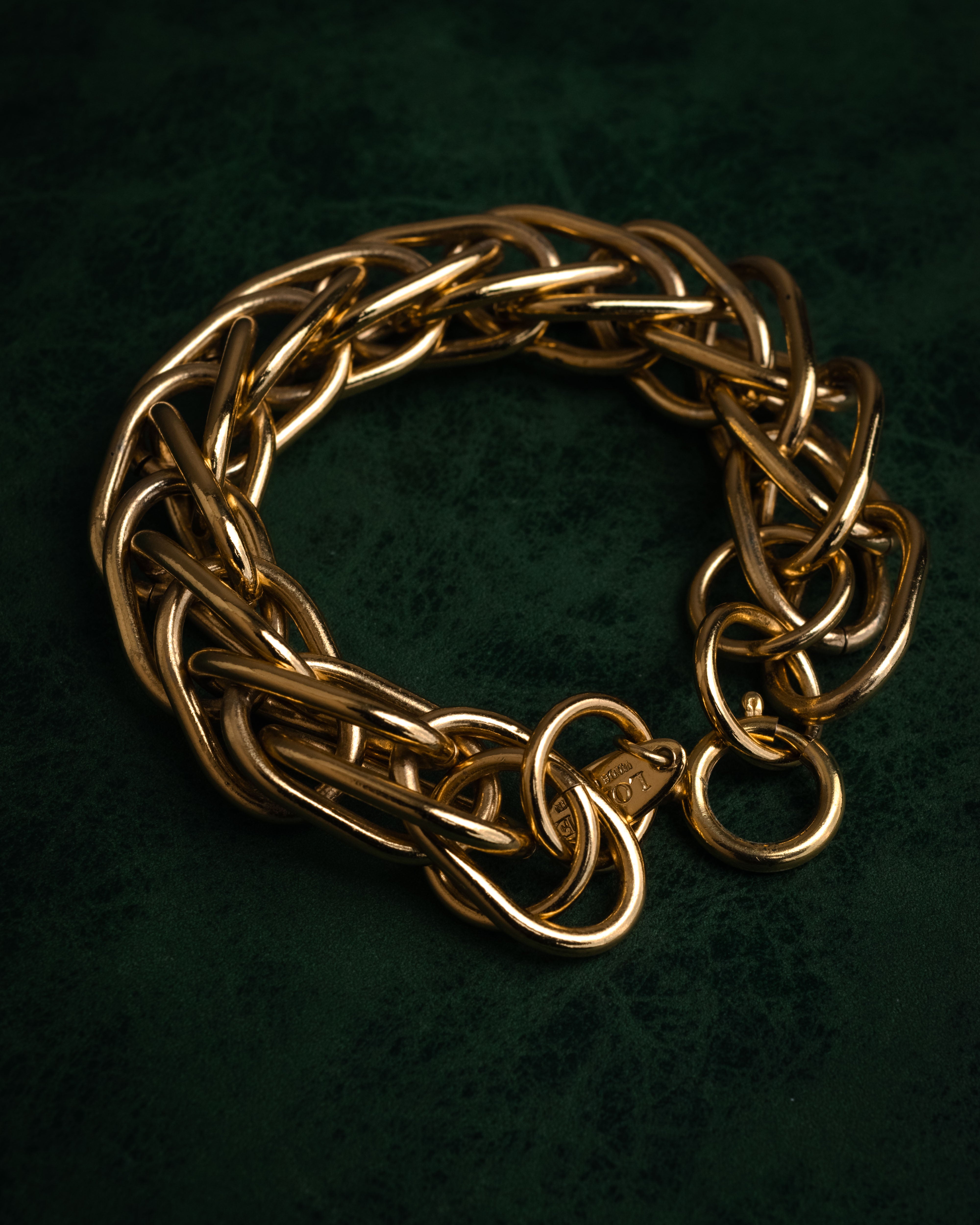 LOEWE ゴールド チェーンリンク ブレスレット SPECIAL– “LOEWE” 80's-90's Interwoven chain bracelet – MOOD