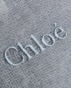 "Chloe" Fringe design light gray sheer material stole