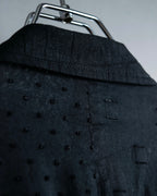 “Y’s COMPOSITION: SEE ATTACHED LABEL” Layered design multi buttons tail coat