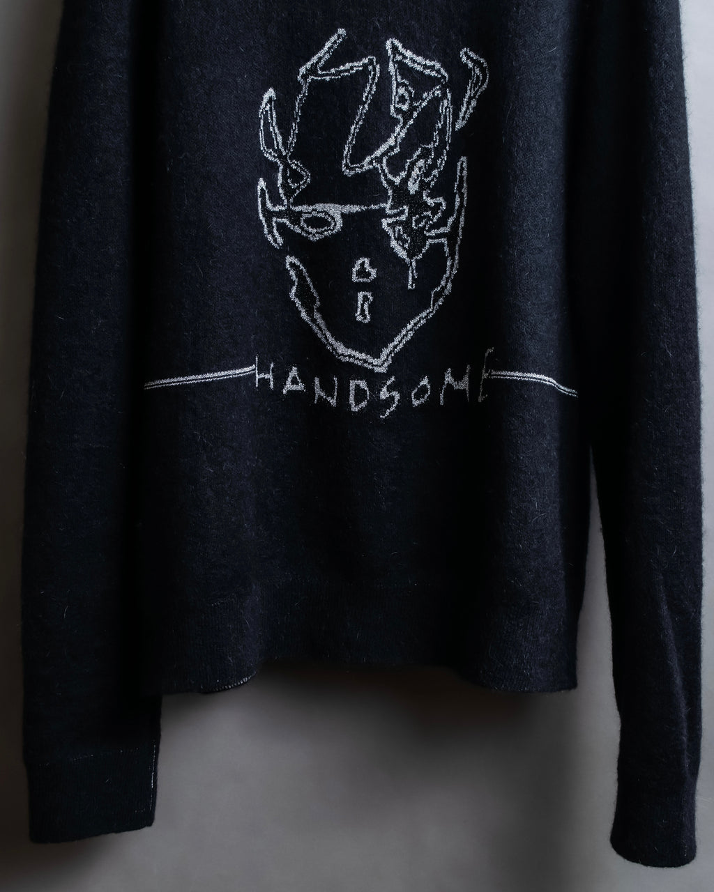 "Saint Laurent" Handsome face embroidery mohair blend oversized knit
