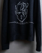 "Saint Laurent" Handsome face embroidery mohair blend oversized knit