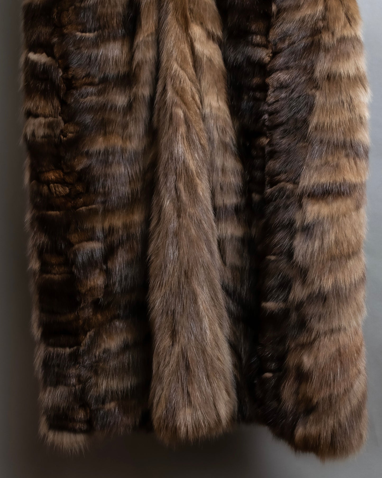 Vintage cashmere knit fur dogged reversible long gilet