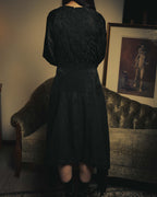 –SPECIAL– “LOEWE” 10’s-20’s Floral jacquard gathered long dress