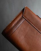 "BURBERRYS" Horizontal design camel grained leather bag