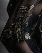 "HERMES" Embroidered design see through cardigan